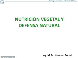 NUTRICIÓN VEGETAL Y  DEFENSA NATURAL DEFENSA NATURAL Ing. M.Sc. Norman Soria I.