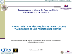 Caracteristicas físico químicas de histosoles y andosoles de los páramos de quimsacocha, ecuador.