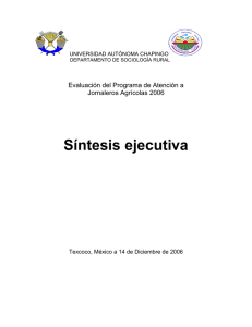 Síntesis ejecutiva Evaluación del Programa de Atención a Jornaleros Agrícolas 2006