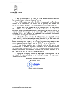 Acuerdo de la Mesa del Parlamento de Navarra de 31 de marzo de 2014.