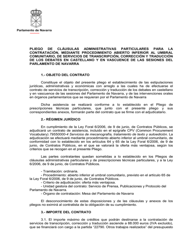 Pliego De Cl Usulas Administrativas Particulares