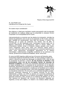 Ver la carta enviada al Intendente de Río Cuarto