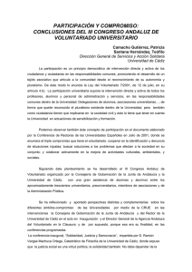 PARTICIPACIÓN Y COMPROMISO: CONCLUSIONES DEL III CONGRESO ANDALUZ DE VOLUNTARIADO UNIVERSITARIO