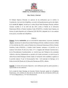 REPÚBLICA DOMINICANA TRIBUNAL SUPERIOR ELECTORAL Dios, Patria y Libertad