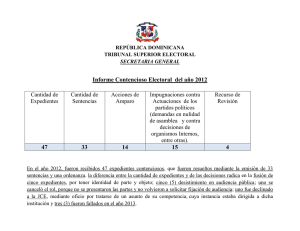 Informe Contencioso Electoral  del año 2012