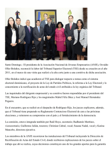 Santo Domingo.- El presidente de la Asociación Nacional de Jóvenes... Oller Bolaños, reconoció la labor del Tribunal Superior Electoral (TSE)...
