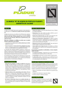 Certificado AENOR Marca N en perfiles PladurÂ® (PDF)