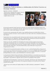 Honduras: Policía asesina a colaborador de Berta Cáceres en desalojo violento