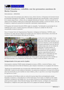 USAID Honduras, coludida con los presuntos asesinos de Berta Cáceres