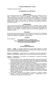 Acuerdo Gubernativo 178-2009. Certificacion de la Calidad del Agua en Proyectos de Abastecimiento