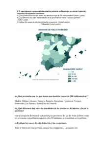 Densidad de la población en España por provincias