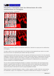 Iniciativa Comunista ante las detenciones de ocho antifascistas en Zaragoza