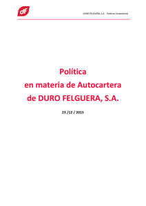 Política en materia de Autocartera de DURO FELGUERA, S.A.