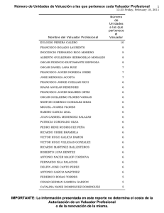 Resumen del listado de Unidades de Valuación que Obtuvieron su Inscripción ante la Sociedad Hipotecaria Federal, S.N.C.