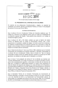 Decreto 2731 de 2014 - Aumento Salario Mínimo