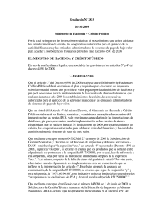 Resolución Nº 2815 08-10-2009 Ministerio de Hacienda y Crédito Público