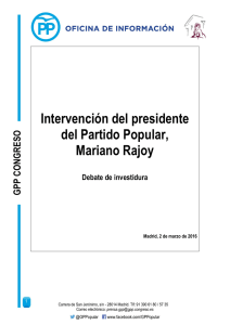 Puede leer aquí el discurso íntegro de Mariano Rajoy en el Congreso de los Diputados