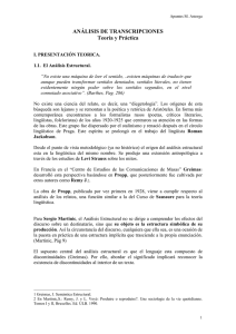 Clase ANALISIS DE TRANSCRIPCIONES El modelo estructural Martinic-Greimas-Barthes