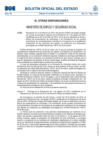 BOLETÍN OFICIAL DEL ESTADO MINISTERIO DE EMPLEO Y SEGURIDAD SOCIAL III. OTRAS DISPOSICIONES 1779