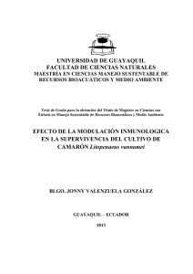 Efecto de la modulación inmunológica en la supervivencia del cultivo de camarón Litopenaeus vannamei.pdf