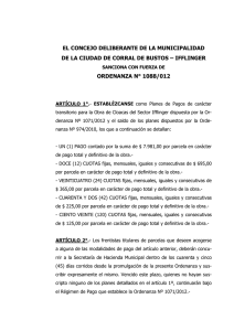EL CONCEJO DELIBERANTE DE LA MUNICIPALIDAD ORDENANZA N° 1088/012