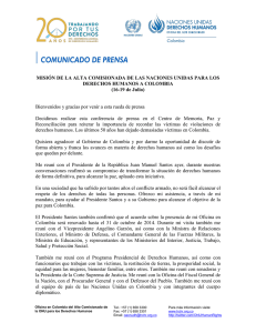 MISIÓN DE LA ALTA COMISIONADA DE LAS NACIONES UNIDAS PARA... DERECHOS HUMANOS A COLOMBIA (16-19 de Julio)