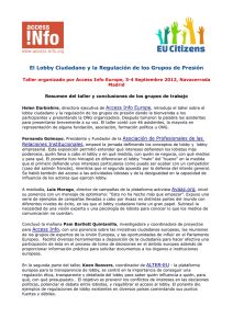 El Lobby Ciudadano y la Regulación de los Grupos de...  Access Info Europe