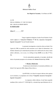 Actruación Preliminar 86 Cia Azucarera Concepción -Ingenio Concepcion - Remisión al Fiscal Federal de turno