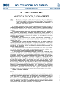 BOLETÍN OFICIAL DEL ESTADO MINISTERIO DE EDUCACIÓN, CULTURA Y DEPORTE 9768