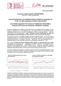 Consulte el índice de precios hoteleros por comunidades autónomas y por categorías en el informe completo del INE.