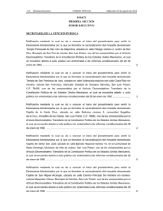 INDICE PRIMERA SECCION PODER EJECUTIVO SECRETARIA DE LA FUNCION PUBLICA