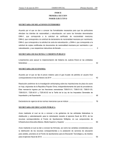 INDICE PRIMERA SECCION PODER EJECUTIVO SECRETARIA DE RELACIONES EXTERIORES