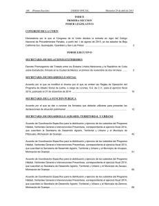 INDICE PRIMERA SECCION PODER LEGISLATIVO CONGRESO DE LA UNION