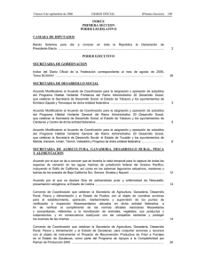 INDICE PRIMERA SECCION PODER LEGISLATIVO CAMARA DE DIPUTADOS