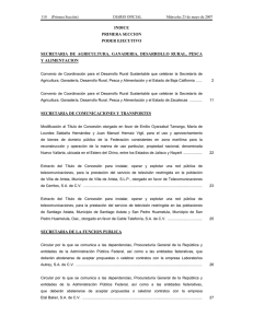 INDICE PRIMERA SECCION PODER EJECUTIVO SECRETARIA DE AGRICULTURA, GANADERIA, DESARROLLO RURAL, PESCA