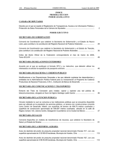 INDICE PRIMERA SECCION PODER LEGISLATIVO CAMARA DE DIPUTADOS