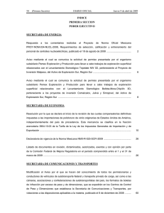 INDICE PRIMERA SECCION PODER EJECUTIVO SECRETARIA DE ENERGIA