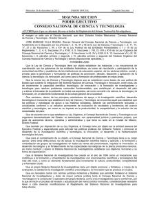 SEGUNDA SECCION PODER EJECUTIVO CONSEJO NACIONAL DE CIENCIA Y TECNOLOGIA