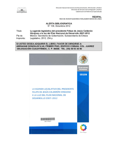 Titulo La agenda legislativa del presidente Felipe de Jesús Calderón Hinojosa a la luz del Plan Nacional de Desarrollo 2007-2012