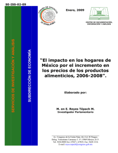 “El impacto en los hogares de México por el incremento en los precios de los productos alimenticios, 2006-2008”.
