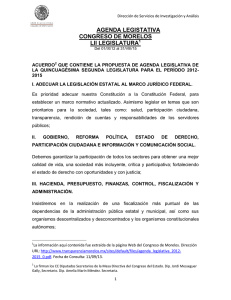 AGENDA LEGISTATIVA CONGRESO DE MORELOS LII LEGISLATURA