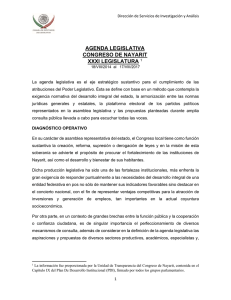   AGENDA LEGISLATIVA CONGRESO DE NAYARIT XXXI LEGISLATURA