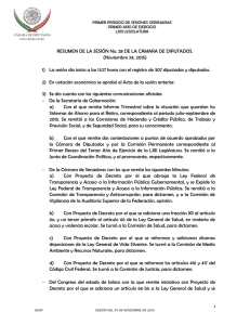 scr  RESUMEN DE LA SESIÓN No. 28 DE LA CÁMARA DE... (Noviembre 24, 2015)
