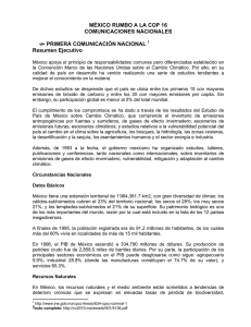 MÉXICO RUMBO A LA COP 16 COMUNICACIONES NACIONALES  Resumen Ejecutivo