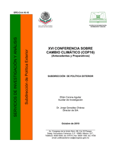 XVI CONFERENCIA SOBRE CAMBIO CLIMÁTICO (COP16) . (Antecedentes y Preparativos).