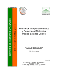 Reuniones Interparlamentarias y Relaciones Bilaterales México-Estados Unidos.