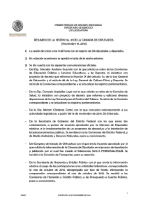 RESUMEN DE LA SESIÓN No. 31 DE LA CÁMARA DE DIPUTADOS. (Noviembre 19, 2014)