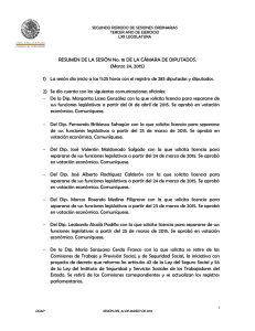 RESUMEN DE LA SESIÓN No. 16 DE LA CÁMARA DE... (Marzo 24, 2015)