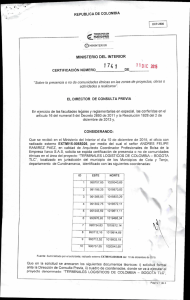 CERTIFICACIÓN 1741 DEL 11 DE DICIEMBRE DEL 2015 CON RADICADO EXTMI15-0065026 PARA EL PROYECTO: TERMINALES LOGISTICOS DE COLOMBIA