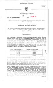 CERTIFICACIÓN 358 DEL 6 DE ABRIL DEL 2015 CON RADICADO EXTMI15-0011294-EXTMI15-0010109 PARA EL PROYECTO: EXPLOTACIÓN DE MATERIALES DE CONSTRUCCIÓN (MATERIALES DE ARRASTRE DEL RIO MAGDALENA CORRESPONDIENTE AL ÁREA DE LA AUTORIZACIÓN TEMPORAL DE INTRASFERIBLE NO. PLO-09541